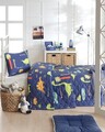 Set cuvertura Single 160x220 cm, 2 piese, Dinolar - Dark Blue, Eponj Home, 65% bumbac/35% poliester