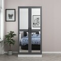 Dulap pentru haine, Minerva, Kale Mirror Anthracite White, 90x190x52 cm, PAL, Antracit/Alb
