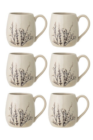 Set 6 cani, Bloomingville, Bea, 10x10.5 cm, 400 ml, ceramica, natural