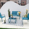Set mobilier pentru gradina/terasa, Kavala, 4 piese, albastru