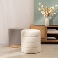 Taburet Laini, Homla, 39x42 cm, MDF/poliester Boucle, ecru