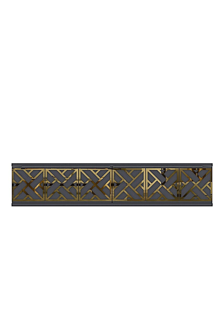 Dulap, Hanah Home, Arex 120, 120x25.5x29.6 cm, Antracit / Aur — imaginea 4