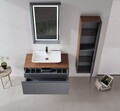 Set Dulap de Baie cu Chiuvetă și Oglindă (2 Piese), Hanah Home, Craft 100, Nuc / Antracit / Alb