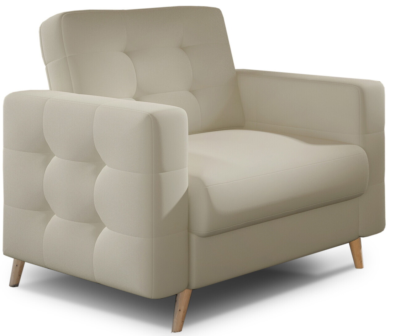 Set canapea extensibila 3 locuri si fotoliu ELTAP, Asgard, 235x95x86 cm / 107x92x86 cm, lemn/poliester, bej deschis - view 5
