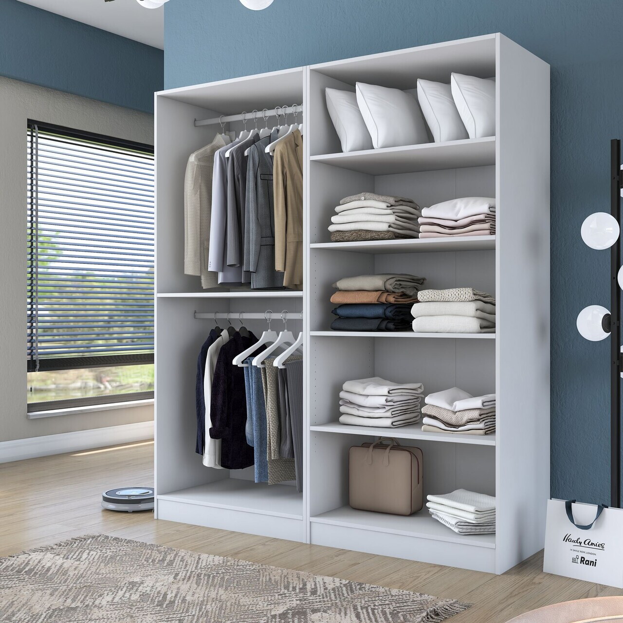 Dulap pentru haine, Hanah Home, BA208, 180x210x57.5 cm, PAL melaminat, Alb - view 4