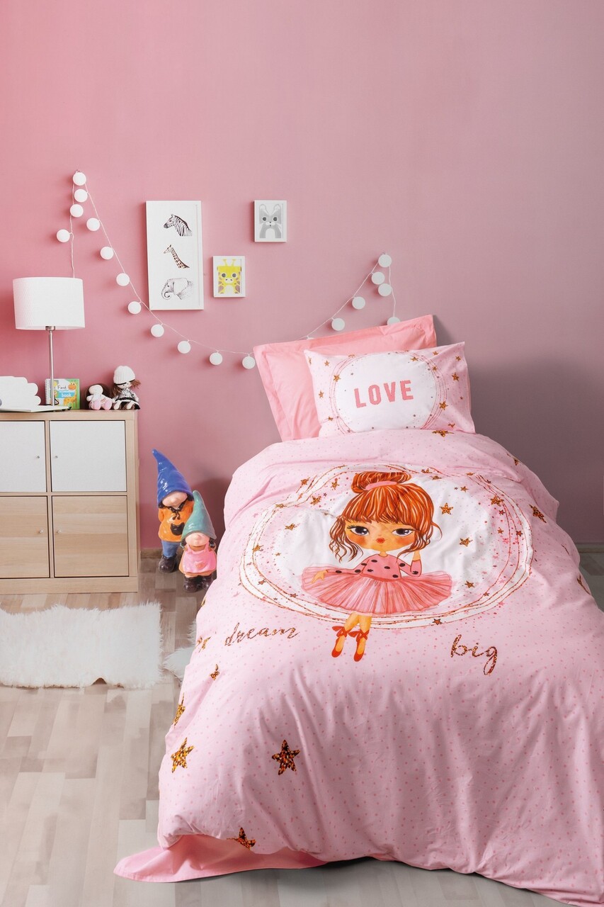Lenjerie de pat pentru o persoana Young, Jerry - Pink, Cotton Box, Bumbac Ranforce