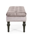 Bancheta Bernard, Bizzotto, cu spatiu de depozitare, 108.5x43x45 cm, catifea, grej