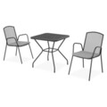 Set 2 scaune spatar mediu si masa patrata, Berlin, L.70 l.70 H.72 cm, otel, negru/gri