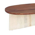 Masuta de cafea Simplicity, Inart, 110x60x40 cm, lemn de salcam, alb prespalat/natural