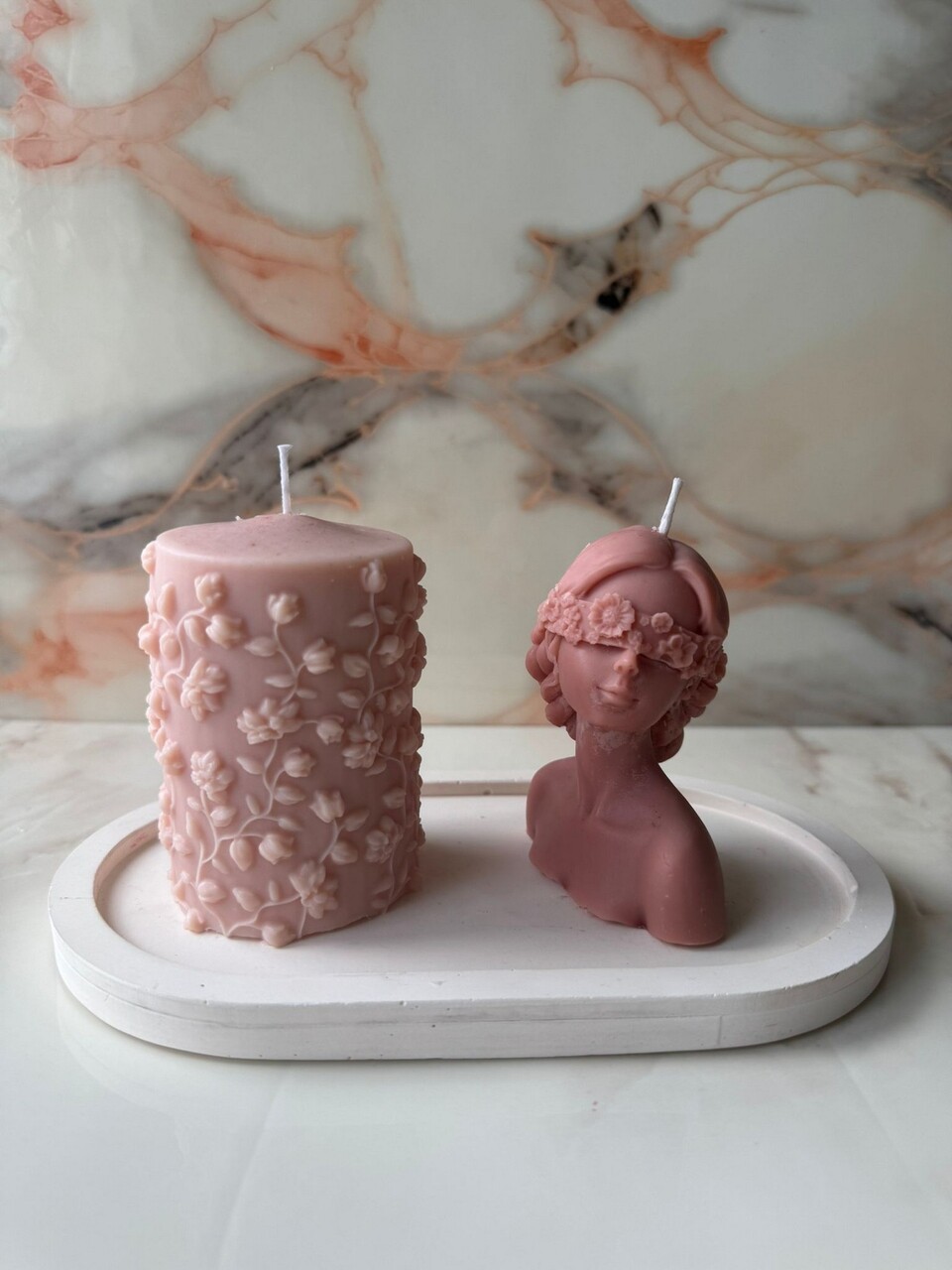 Set de lumanari, Glamour Candle 39ST, Beton, Roz/Alb - view 3
