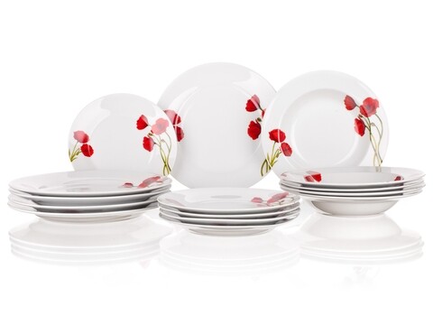 Serviciu de masa 18 piese Red Poppy, Banquet, portelan, alb