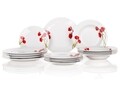 Serviciu de masa 18 piese Red Poppy, Banquet, portelan, alb