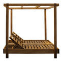 Sezlong tip pat dublu / pat de zi Dual, Pakoworld, 173x205x196 cm, lemn de fag, natural