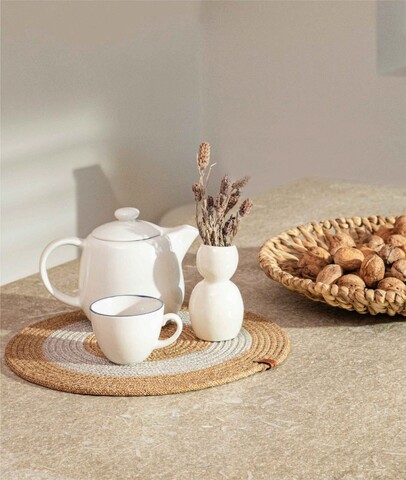 Traversa de masa, 9026116, bumbac, natural / gri