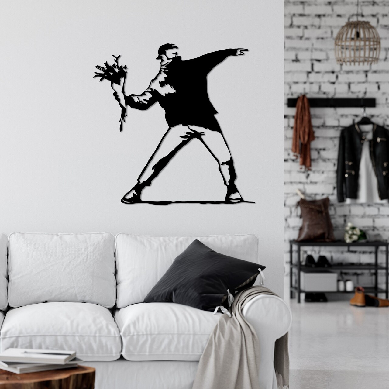 Decoratiune de perete, Banksy Metal 01, Dimensiune: 69 x 70 cm, Negru - view 3