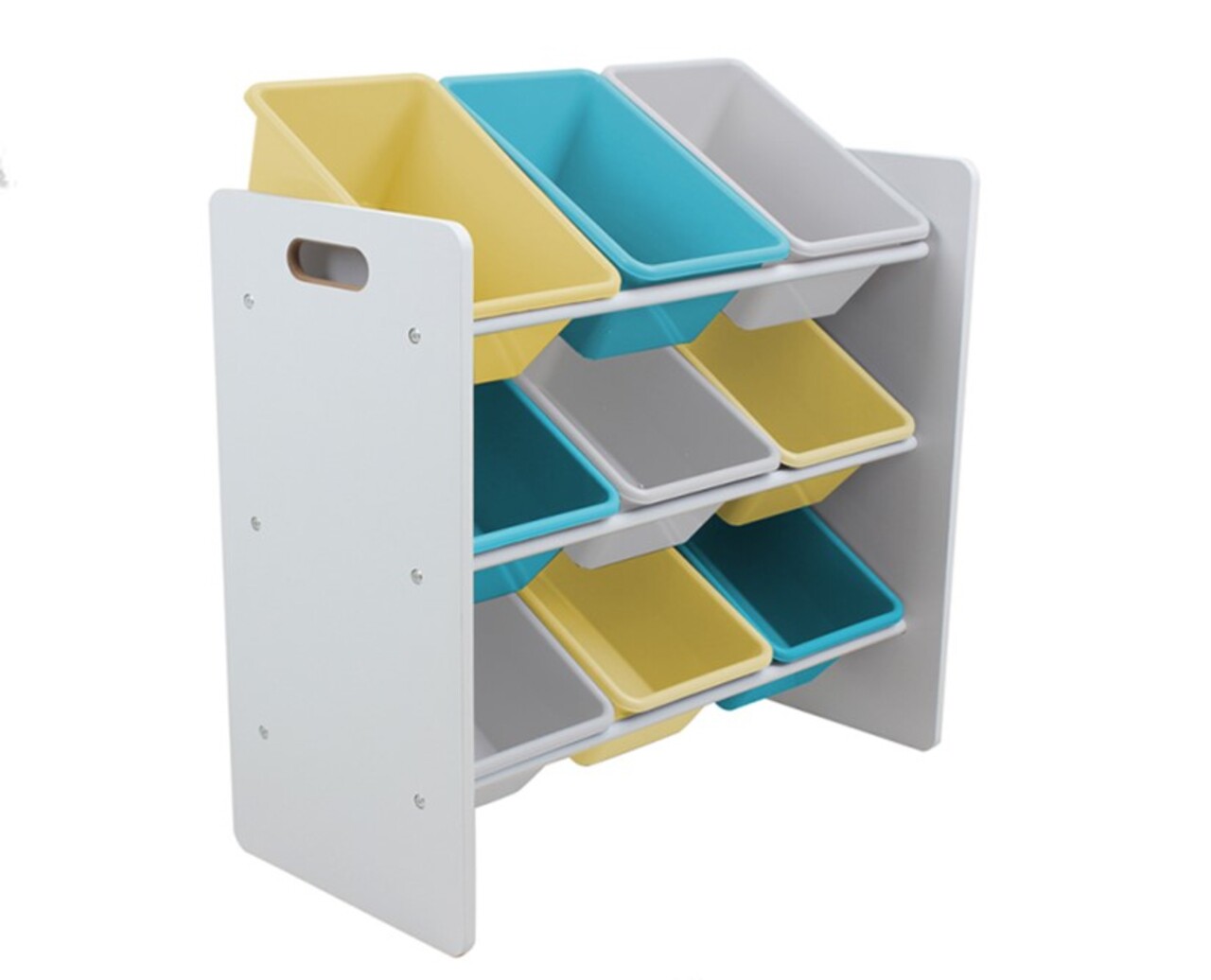 Organizator jucarii / mobilier camera copilului U-Grow, 63x30x60 cm, PAL/polipropilena, albastru/galben
