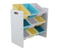 Organizator jucarii / mobilier camera copilului U-Grow, 63x30x60 cm, PAL/polipropilena, albastru/galben