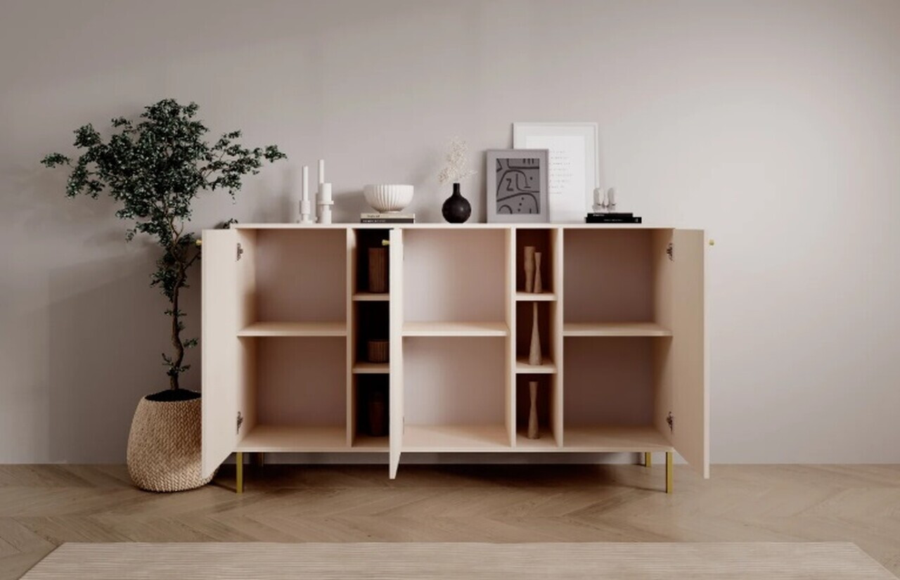 Comoda ADRK, Tili 3D 6P, 157.7x40.8x95 cm, PAL laminat, bej — imaginea 6