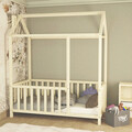 Pat casuta pentru copii Montessori Page, Pakoworld, 208x108x180 cm, lemn de pin, natural