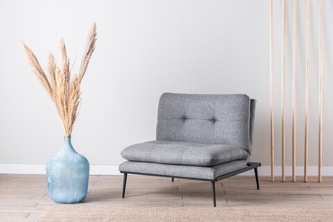 Fotoliu extensibil Martin Solo, Futon,130×90 cm, metal, gri Futon