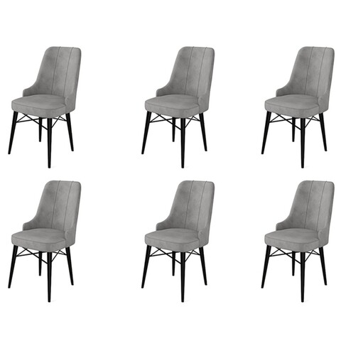 Set de scaune, Charlotte, Pare, Metal, Gri/Negru