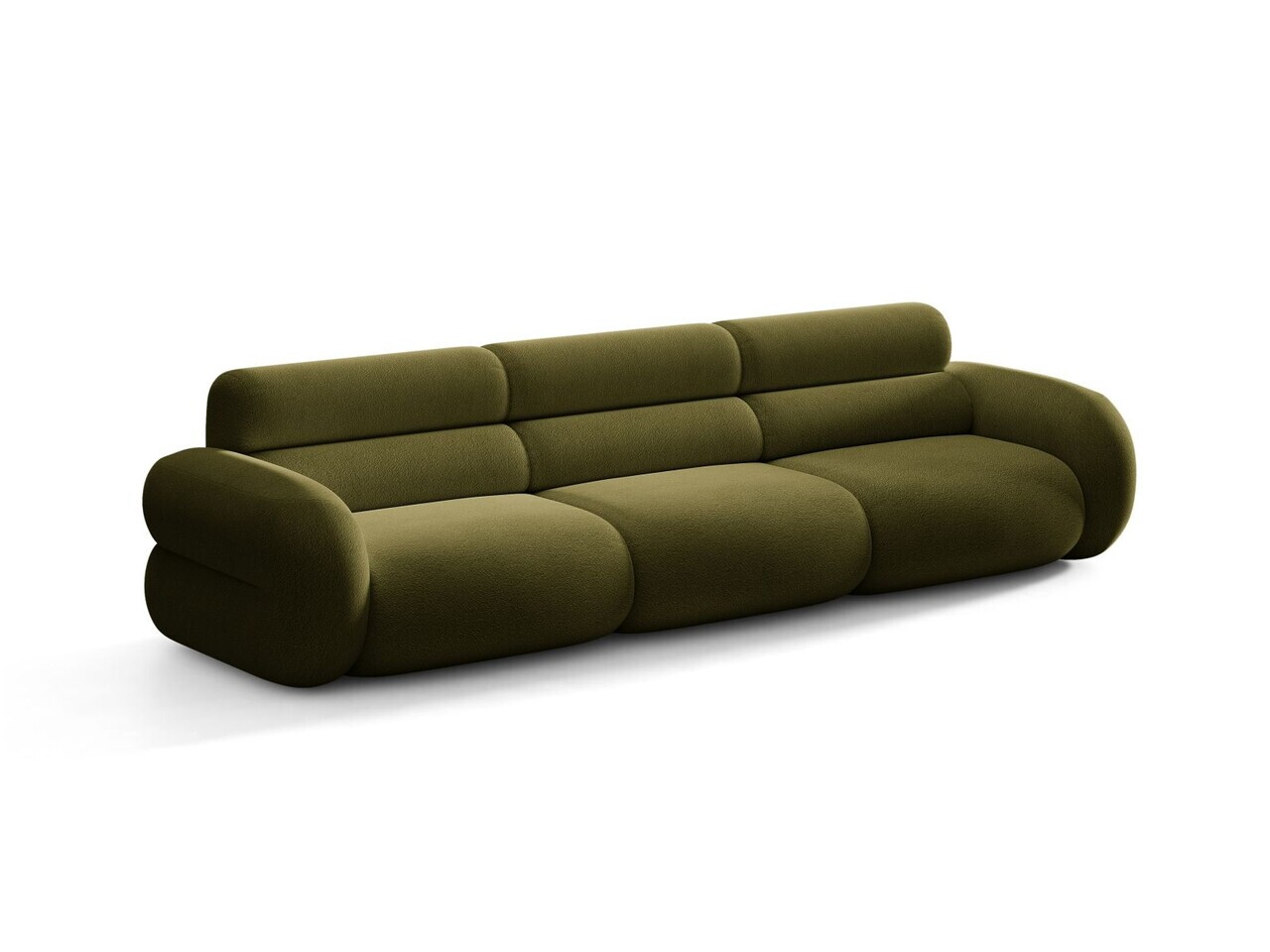 Canapea 4 locuri, Neo, Micadoni Home, 305x100x83 cm, tesatura Boucle, verde oliv inchis — imaginea 6
