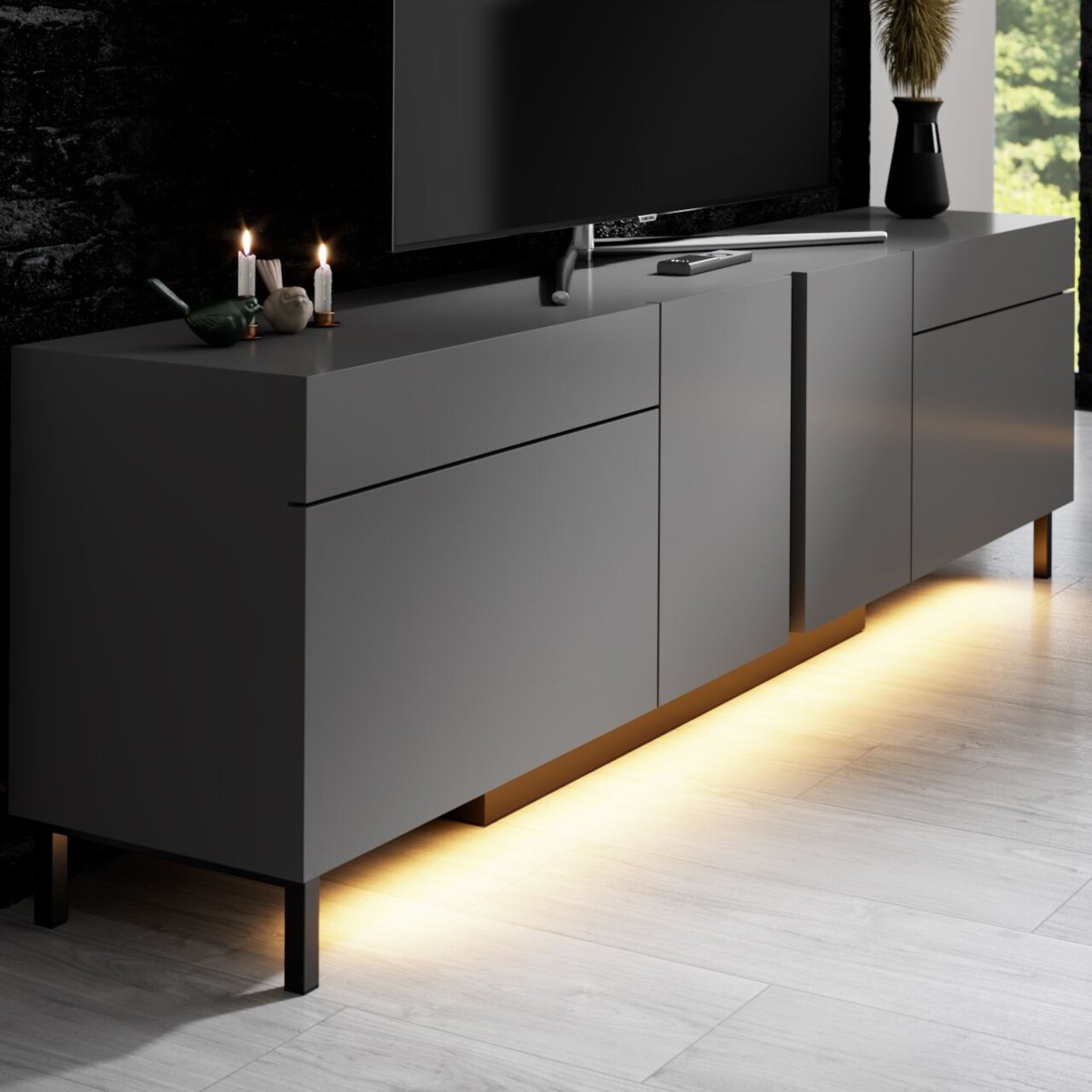 Comoda TV, Hanah Home, Paris, 180x50x32 cm, Antracit - imagine 4