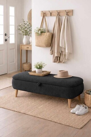 Banca, Hanah Home, Rena, 90x45x30 cm, Antracit