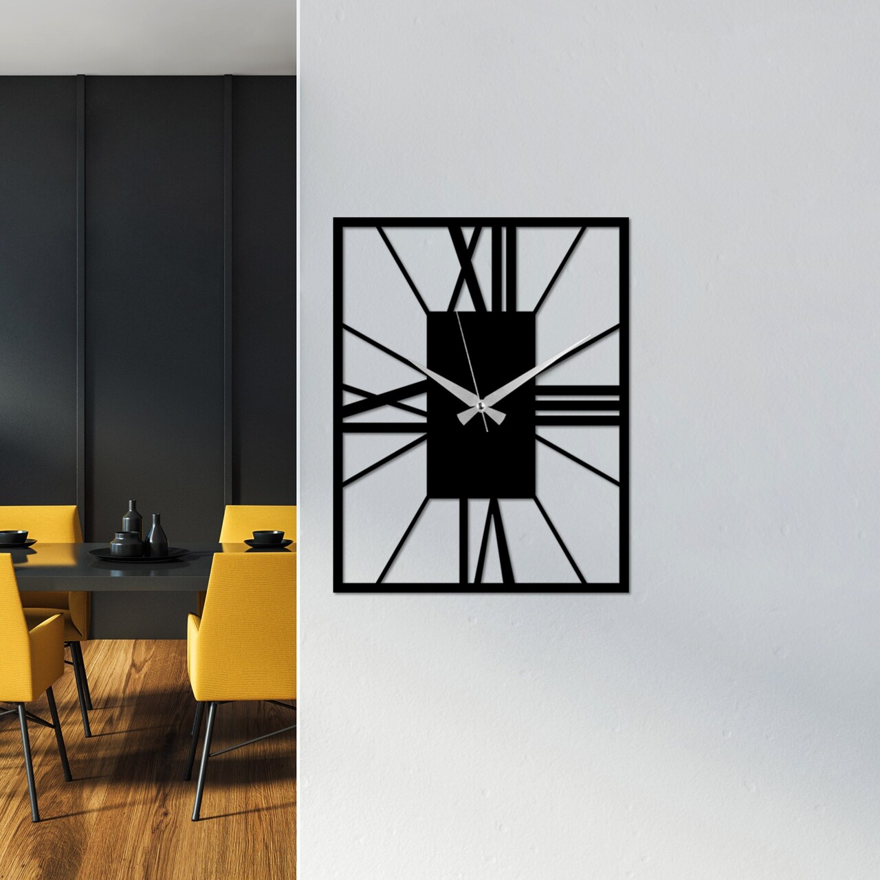 Ceas de perete Unlined Dimensiuni: 49 x 38 cm Negru