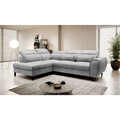 Coltar extensibil stanga 4 locuri ELTAP, LT-03NU, Noble, 255x201x100 cm, lemn/poliester, gri deschis