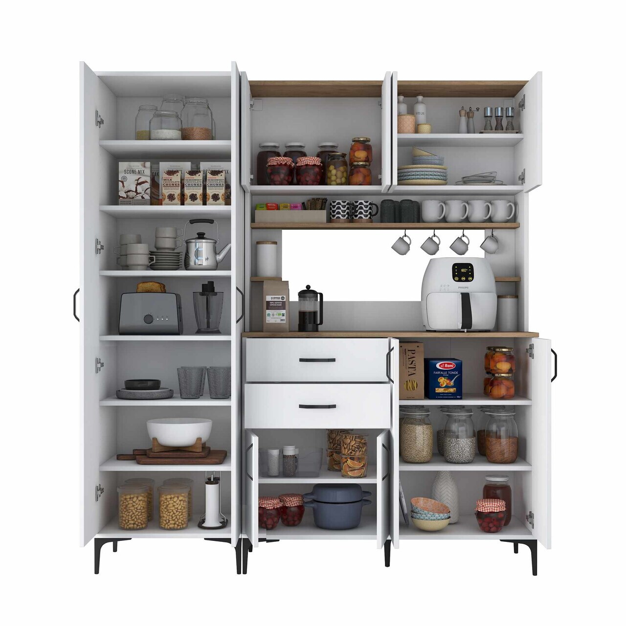 Dulap multifunctional, Hanah Home, JE264, 180x204.2x45 cm, Alb/Maro — imaginea 8