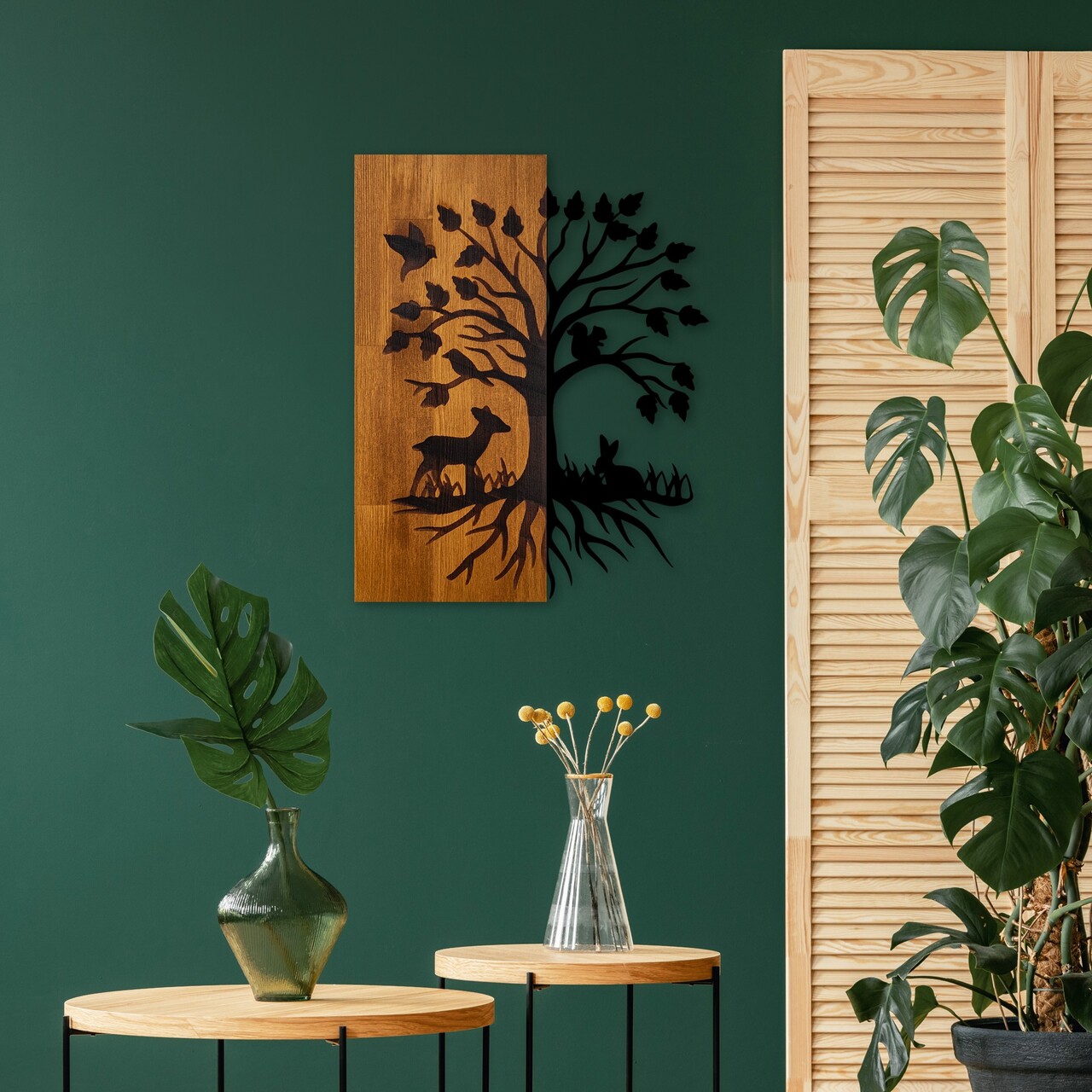 Decoratiune de perete, Nature, Lățime: 46 cm Înălțime: 58 cm Adâncime: 3 cm, Nuc / Negru - view 2