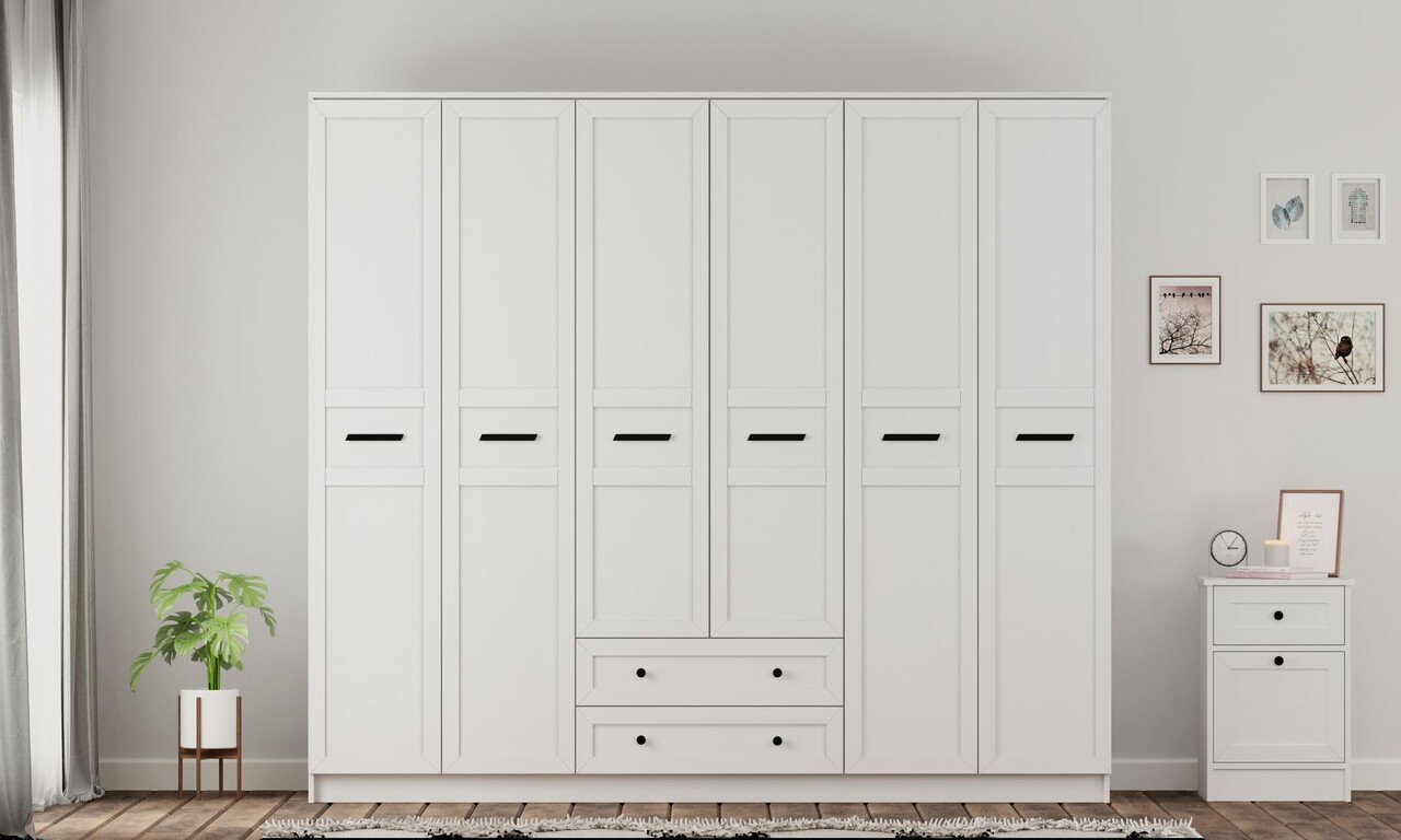 Dulap pentru haine, Rabi, Rb-168-01-007, 210x210x52 cm, Alb mat - 1 | YEO