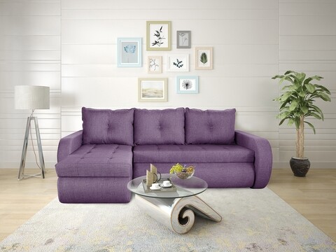 Poza Coltar extensibil reversibil Siena Lux Purple 243x141x81 cm cu lada de depozitare