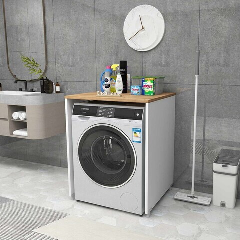 Dulap masina de spalat, Hanah Home, Washing Machine, Alb/Pin Atlantic