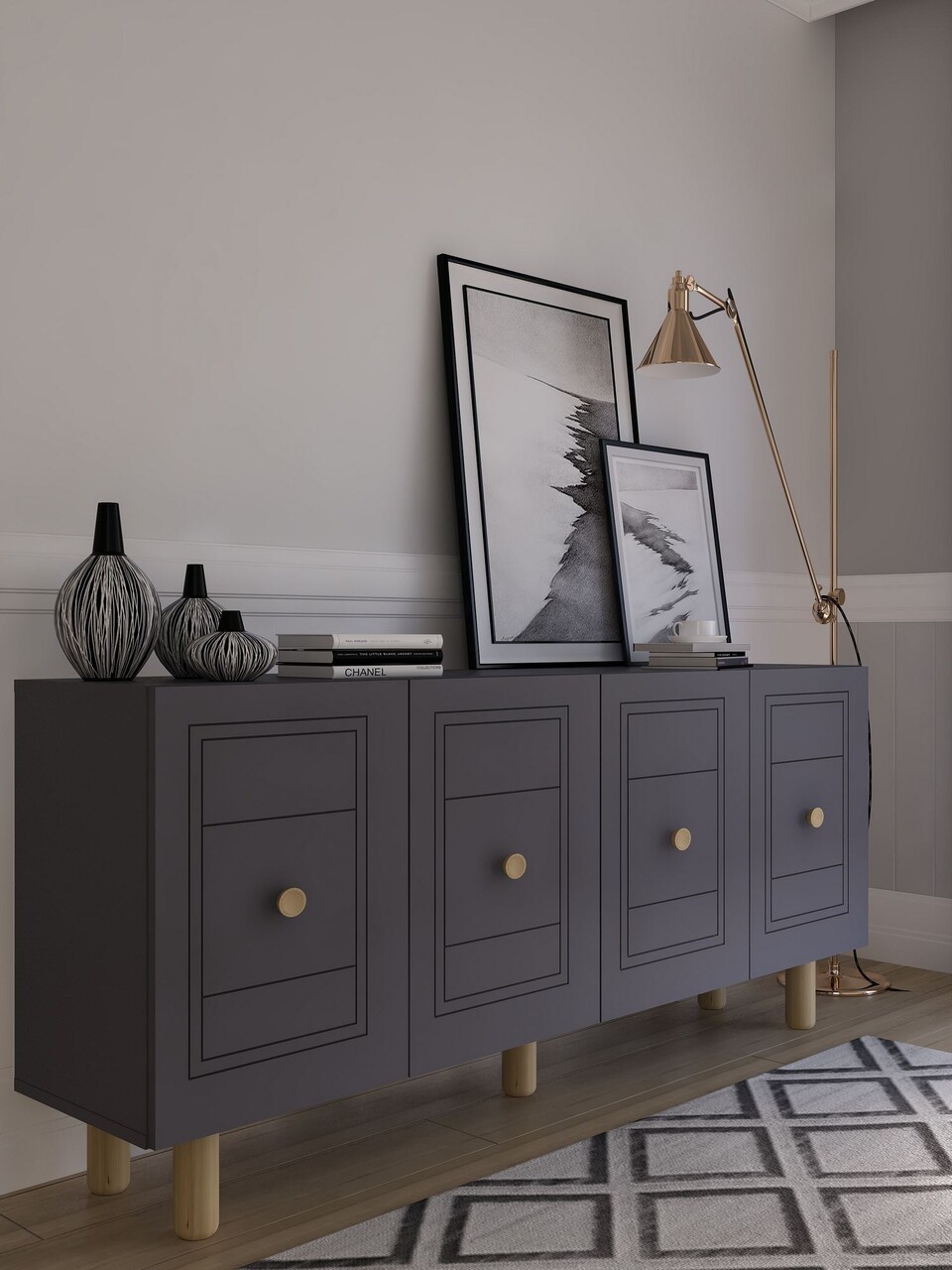 Consola, Hanah Home, Dario Bohem, 150x75x35 cm, PAL , Antracit - view 2