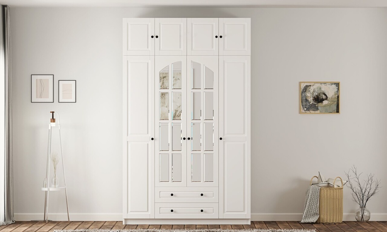 Dulap pentru haine, Rabi, Rb-185-11, 140x210x52 cm, Alb mat - 1 | YEO