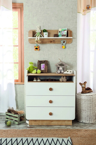Dulap, Çilek, Natura Baby Dresser With Desk, 103x94x51cm, Multicolor