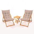 Set mobilier de gradina 3 piese, Meya Dekor, My005, Lemn de fag, Maro / Natural