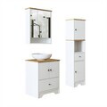 Set Dulap de Baie cu Chiuvetă și Oglindă (3 Piese), Hanah Home, 2409, MDF-LAM, Alb mat