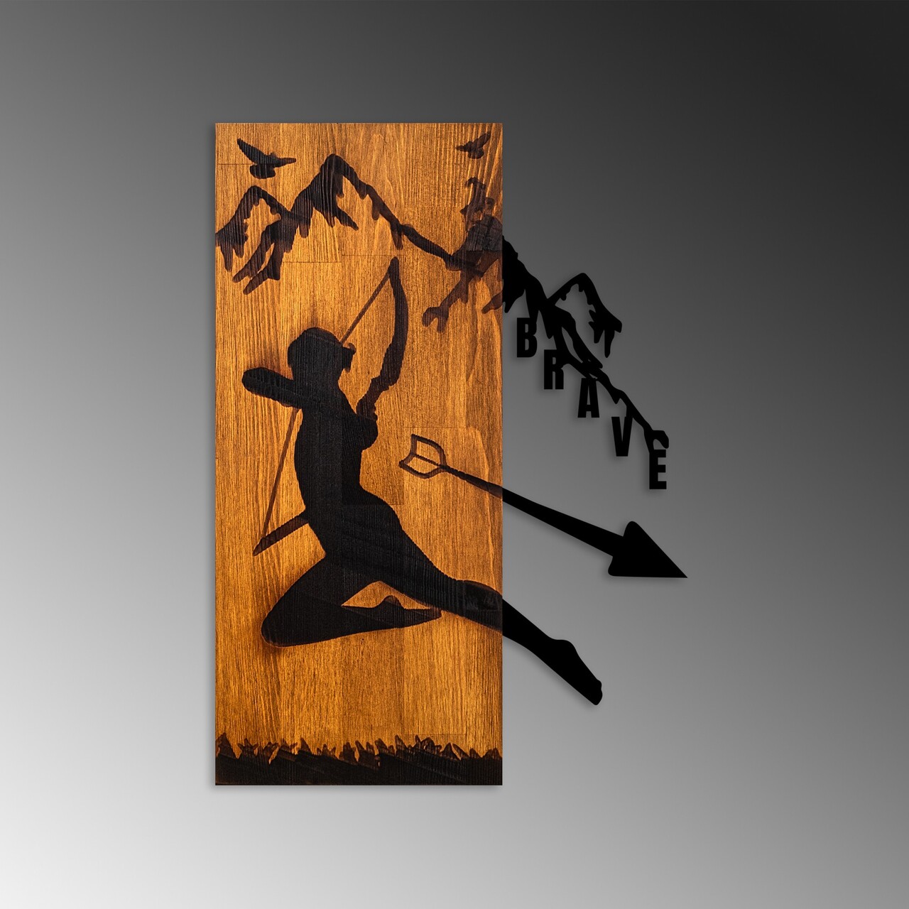 Decoratiune de perete, Brave, Lățime: 41,5 cm Înălțime: 58 cm Adâncime: 3 cm, Nuc / Negru - view 6