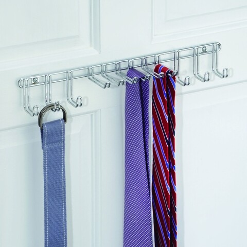 Cuier de perete pentru curele si cravate Classico, iDesign, 38x7.5x5.8 cm, otel