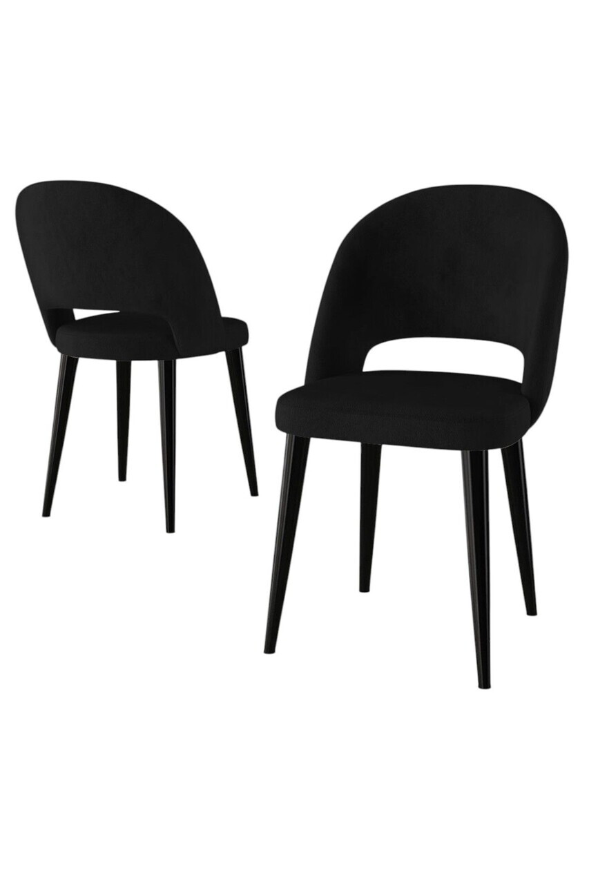 Set scaune 6 piese, Hanah Home, Pane, Negru — imaginea 2