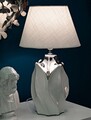 Lampa de masa Shiney, Mauro Ferretti, 1 x E27, 40W, 30x51 cm, ceramica/fier, alb/argintiu