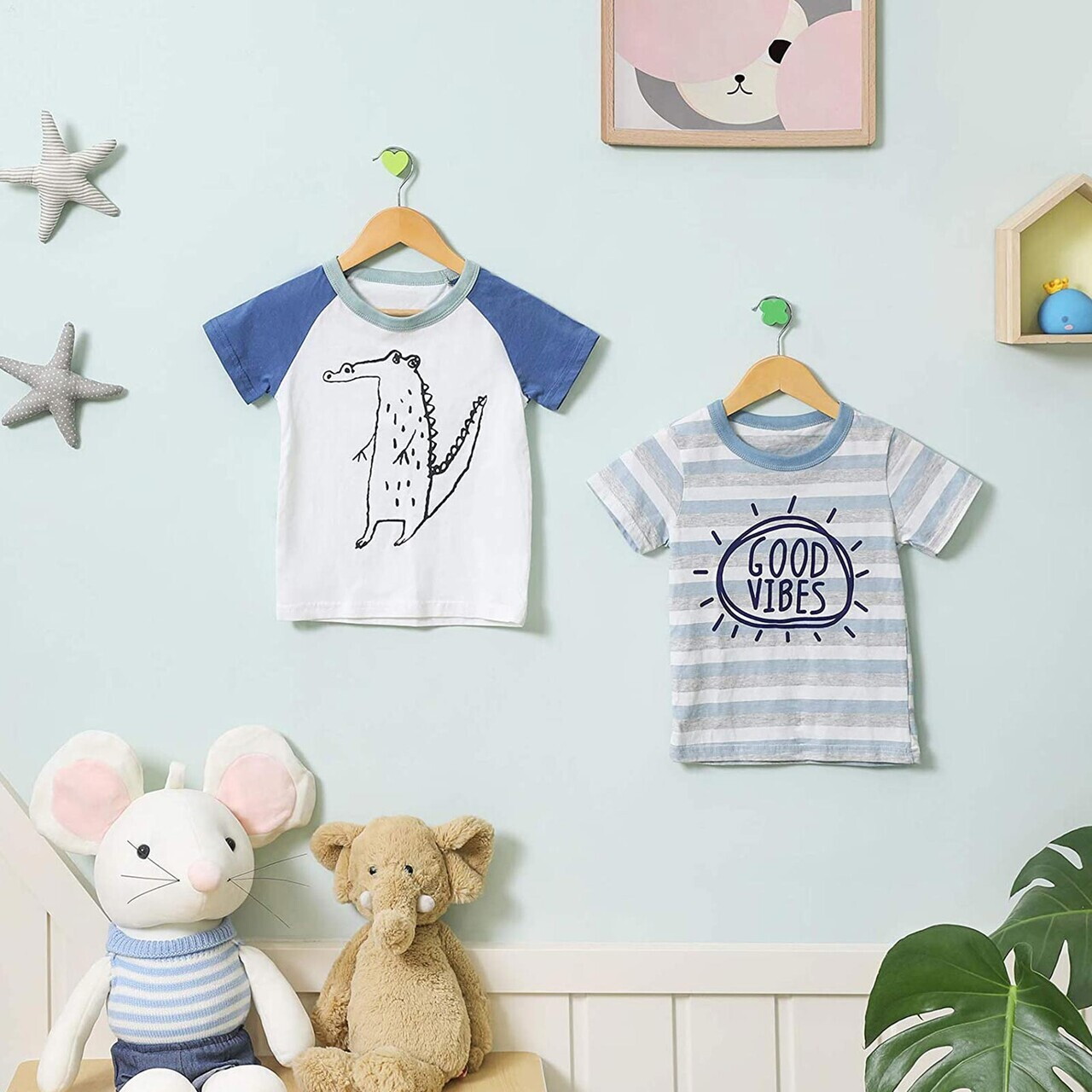 Set 10 umerase copii, Songmics, cu bara pantaloni, max 5 kg, lemn de artar, natur - imagine 3