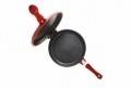 Tigaie dubla rotunda Home Chef, Heinner, 24 x 6 cm, aluminiu turnat, negru/rosu