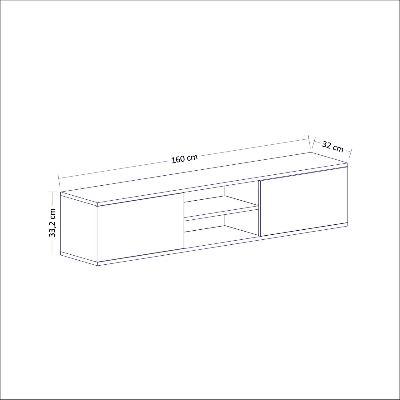 Comoda TV, Inarch, Ayze, 160x33.2x32 cm, Antracit / Nuc / Alb
