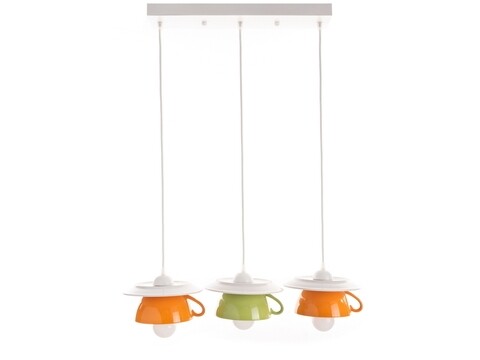 Lustra afternoon tea, deco republic, e27, 3x60w, ceramica, verde/portocaliu