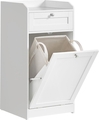 Dulap de baie cu cos de rufe integrat, Vasagle, 40x40x80 cm, MDF/poliester, alb cloud