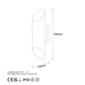 Aplica de perete, Cut - 11810, Fulgor, 8 x 12 x 30 cm, 2 x G9, 10W, negru